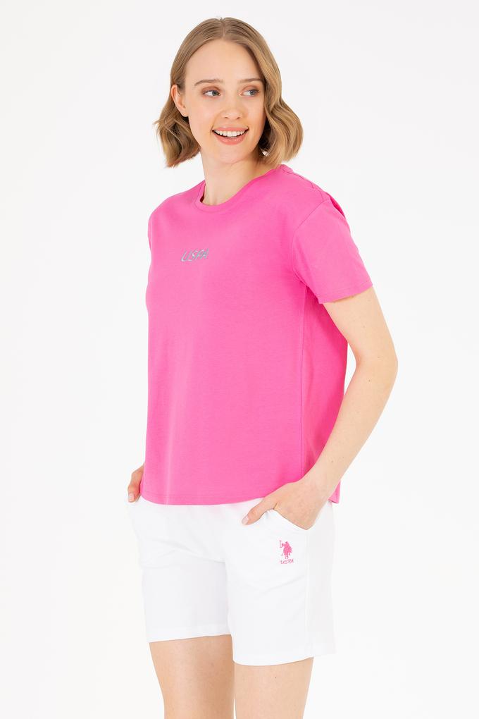 Kadın Pembe Bisiklet Yaka Tişört