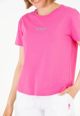 Kadın Pembe Bisiklet Yaka Tişört - 50266326038