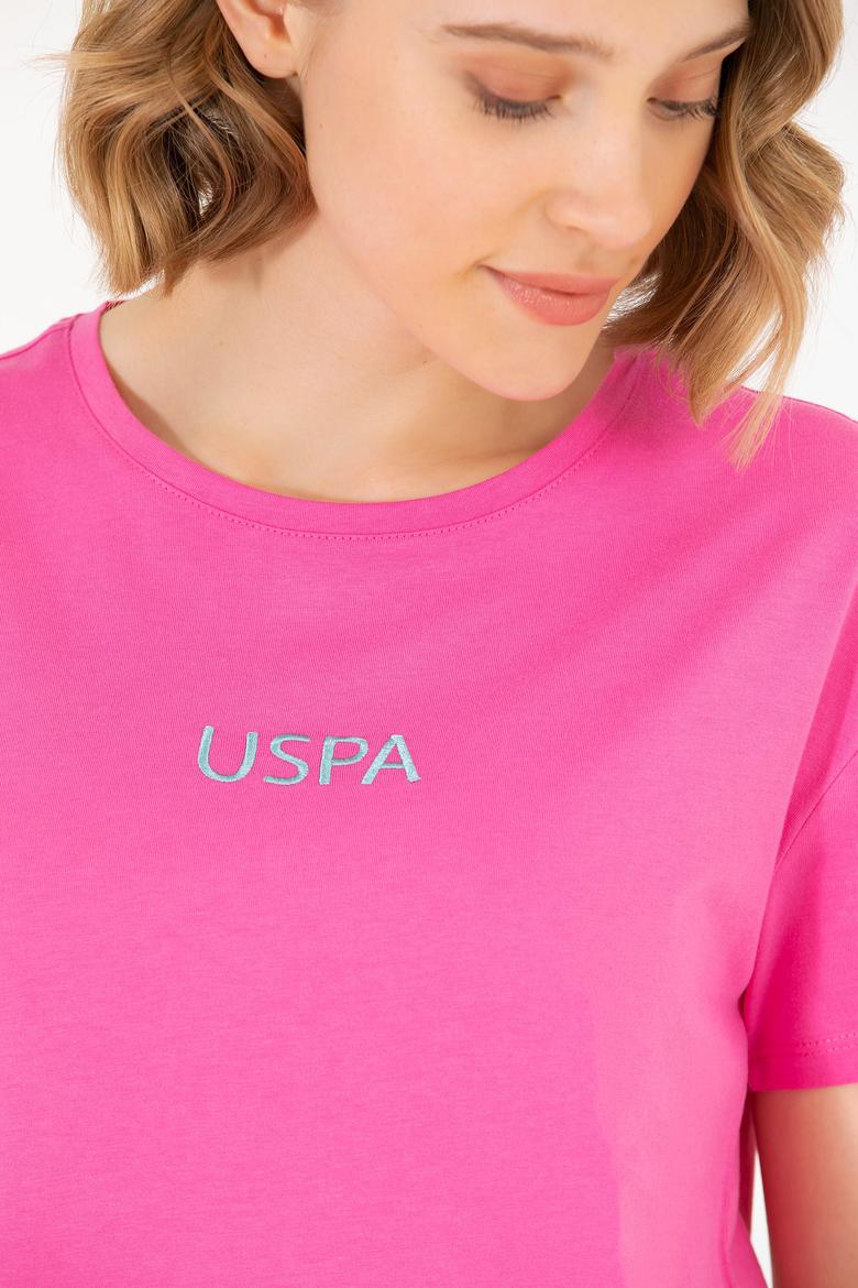 Kadın Pembe Bisiklet Yaka Tişört - 50266326038