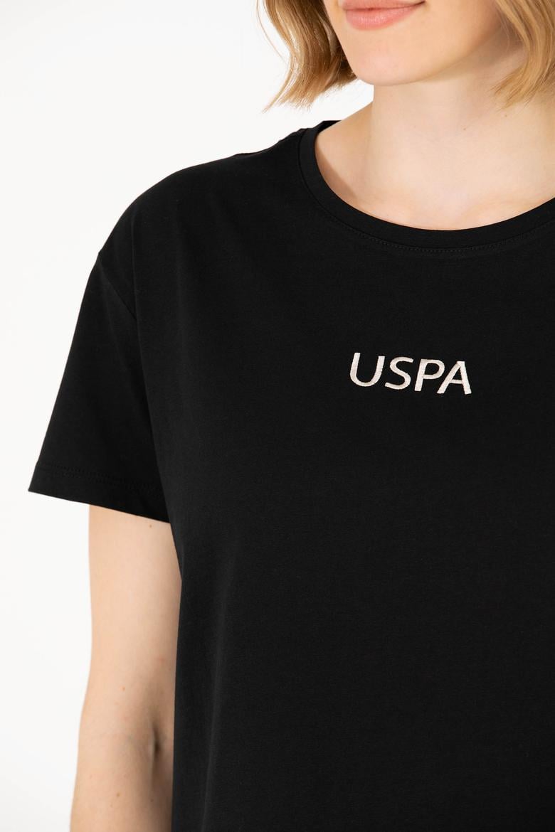 Kadın Siyah Bisiklet Yaka Tişört - 50266326062