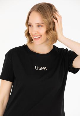 Kadın Siyah Bisiklet Yaka Tişört - 50266326062