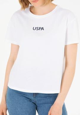 Kadın Beyaz Bisiklet Yaka Tişört - 50266326088