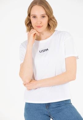 Kadın Beyaz Bisiklet Yaka Tişört - 50266326088