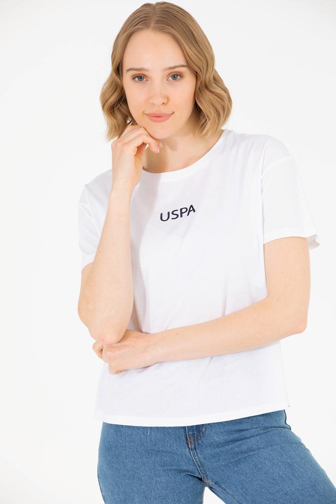 Kadın Beyaz Bisiklet Yaka Tişört