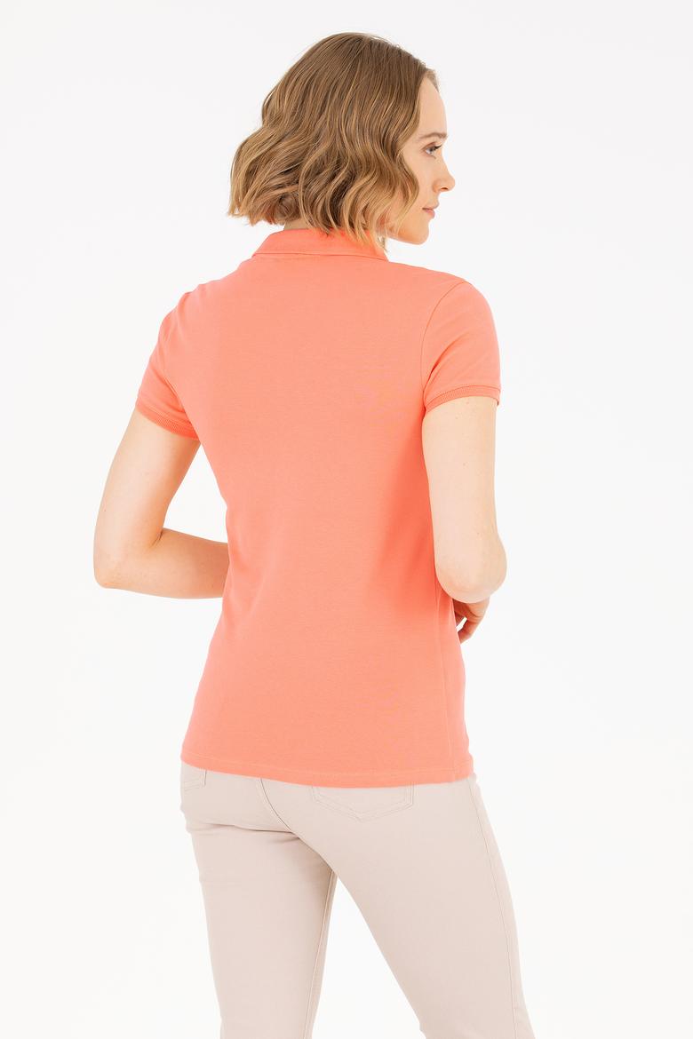 Kadın Somon Basic Polo Yaka Tişört - 50266348136