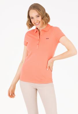 Kadın Somon Basic Polo Yaka Tişört - 50266348136