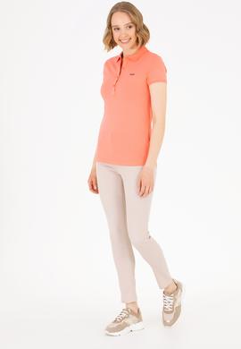 Kadın Somon Basic Polo Yaka Tişört - 50266348136