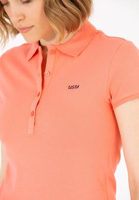 Kadın Somon Basic Polo Yaka Tişört - 50266348136