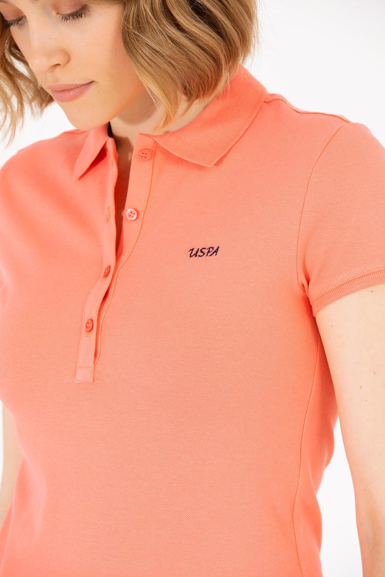 Kadın Somon Basic Polo Yaka Tişört - 50266348136