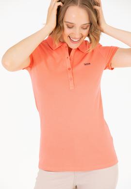 Kadın Somon Basic Polo Yaka Tişört - 50266348136