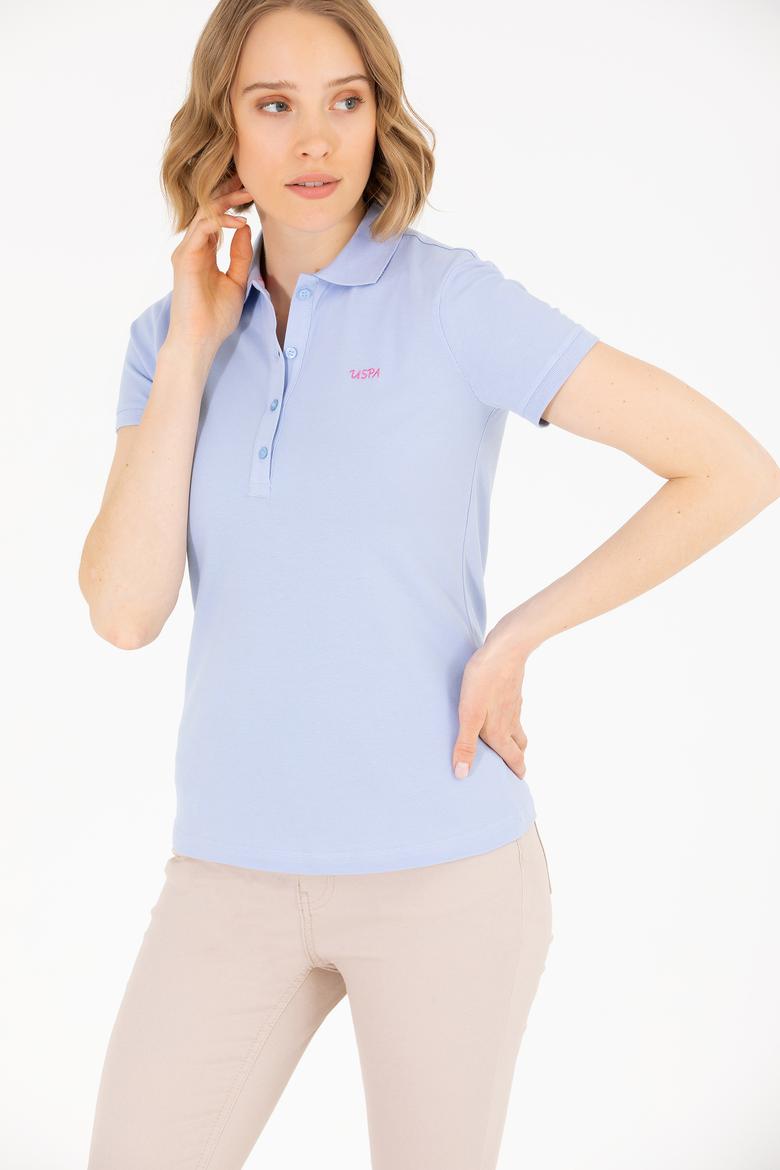 Kadın Mavi Basic Polo Yaka Tişört - 50266348153