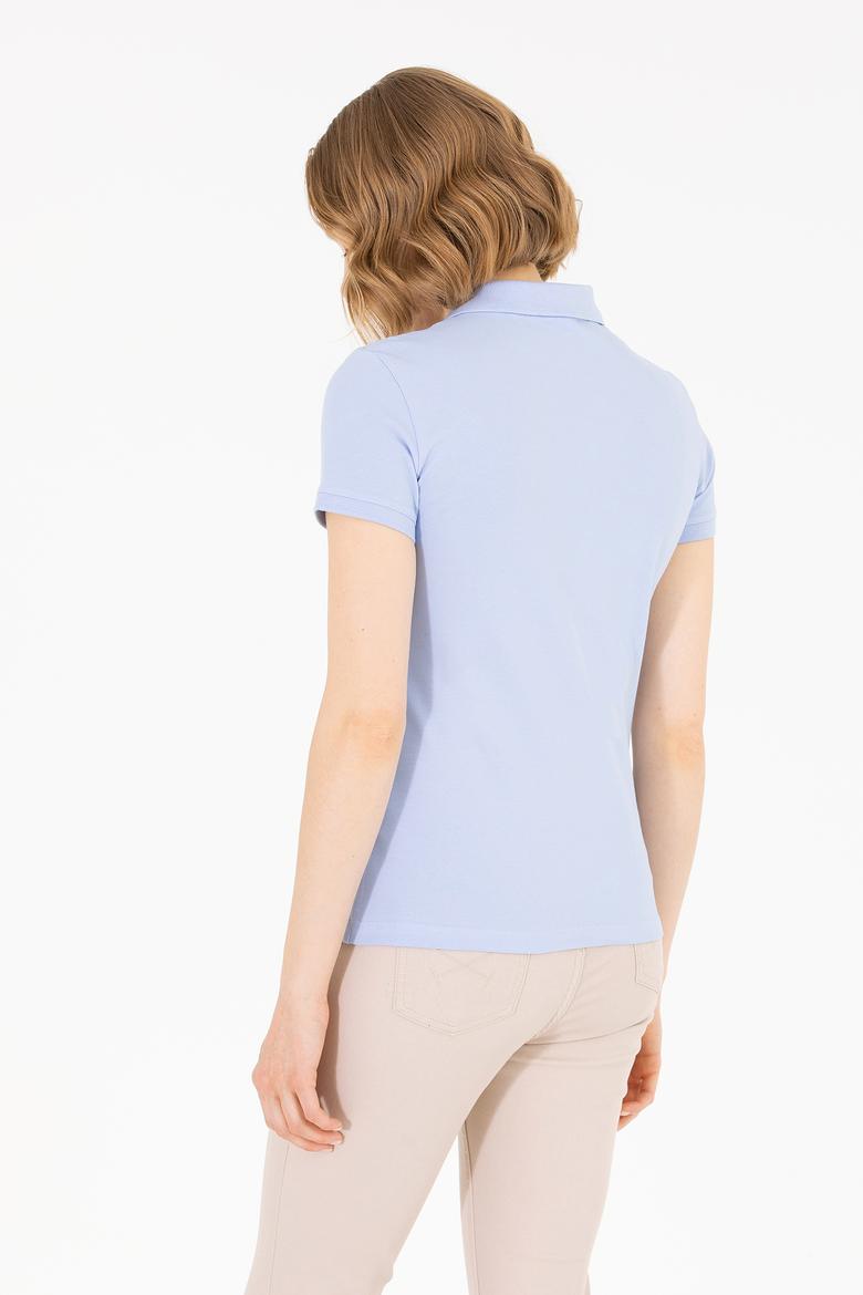 Kadın Mavi Basic Polo Yaka Tişört - 50266348153