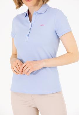 Kadın Mavi Basic Polo Yaka Tişört - 50266348153