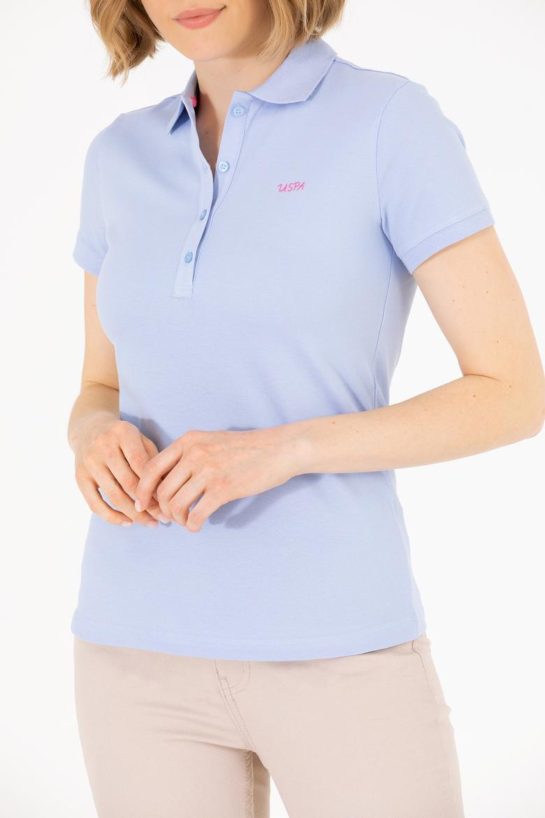 Kadın Mavi Basic Polo Yaka Tişört - 50266348153