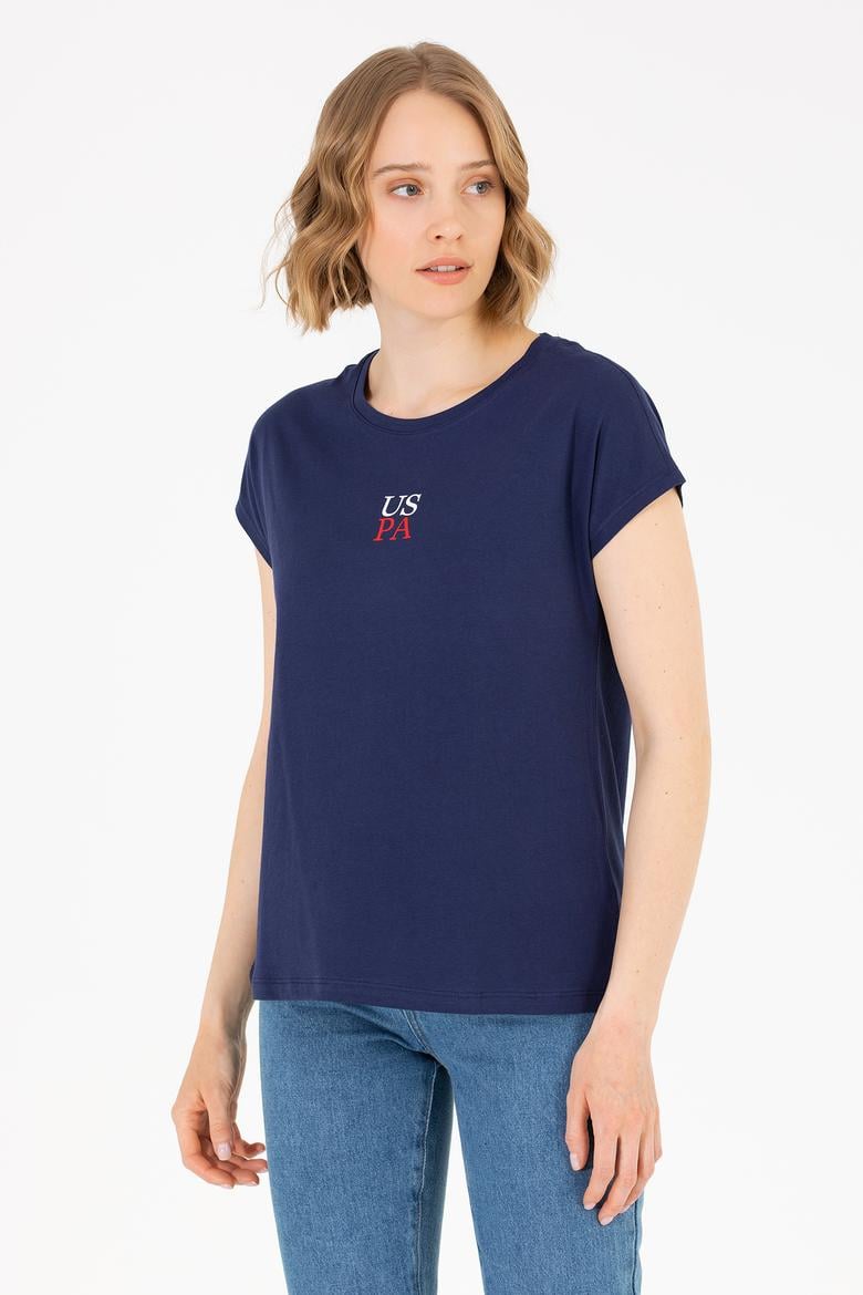 Kadın Lacivert Bisiklet Yaka Tişört - 50267008005