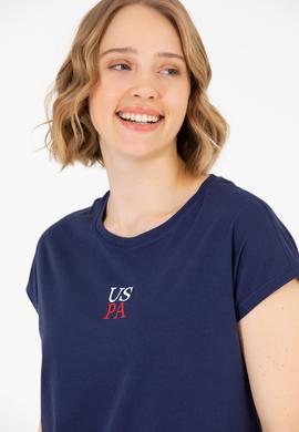 Kadın Lacivert Bisiklet Yaka Tişört - 50267008005