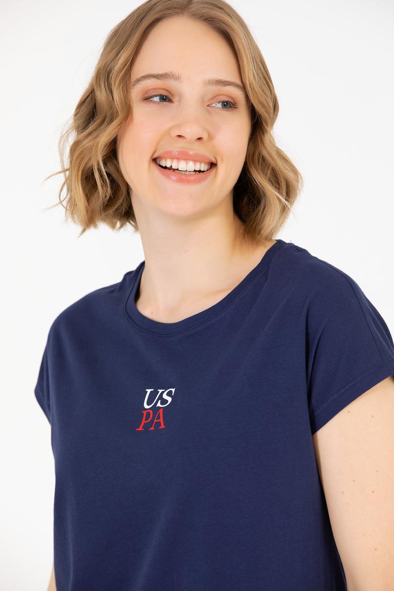 Kadın Lacivert Bisiklet Yaka Tişört - 50267008005