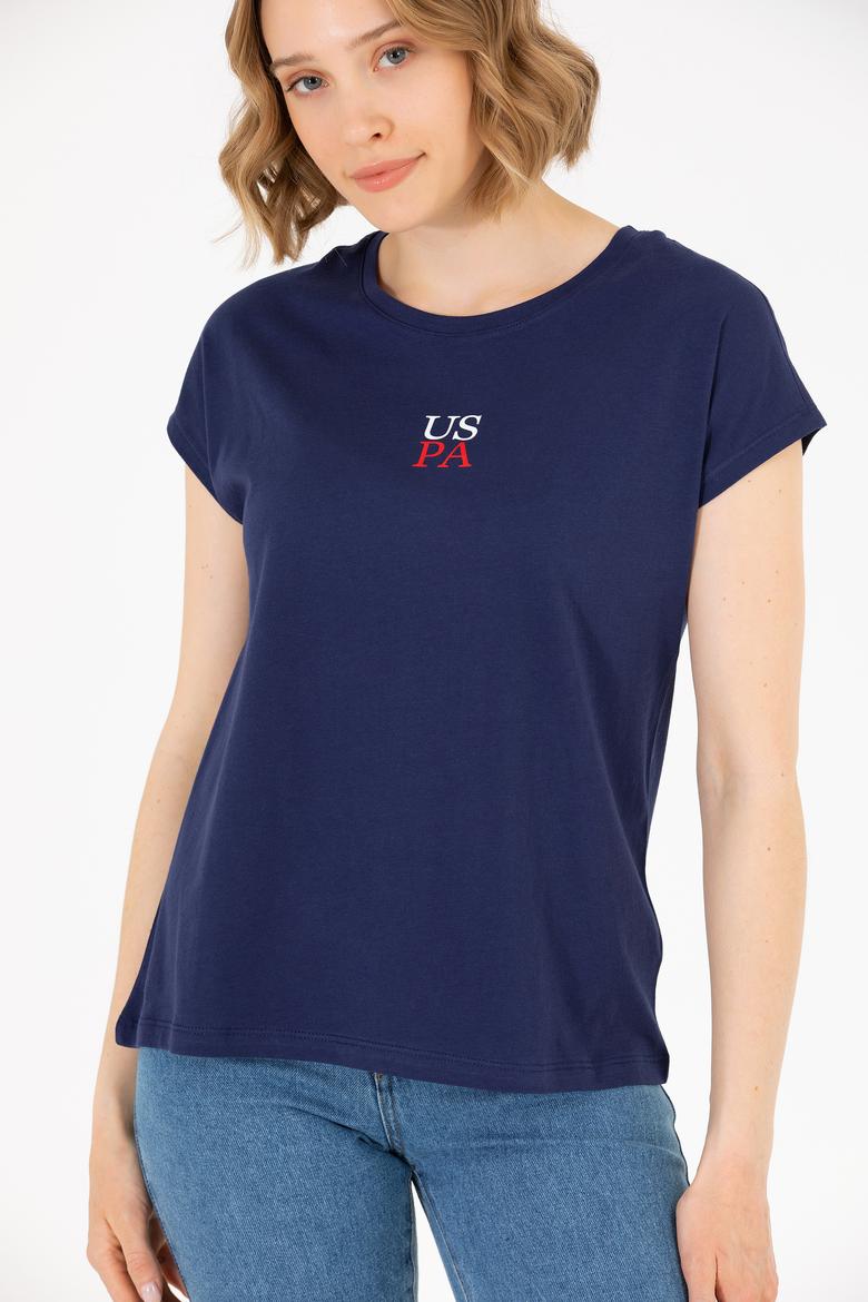 Kadın Lacivert Bisiklet Yaka Tişört - 50267008005