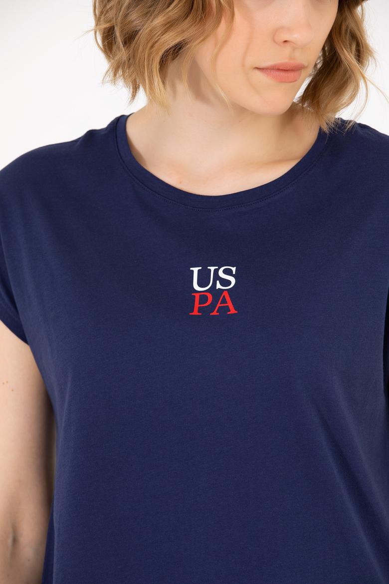 Kadın Lacivert Bisiklet Yaka Tişört - 50267008005