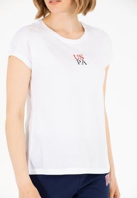 Kadın Beyaz Bisiklet Yaka Tişört - 50267008020