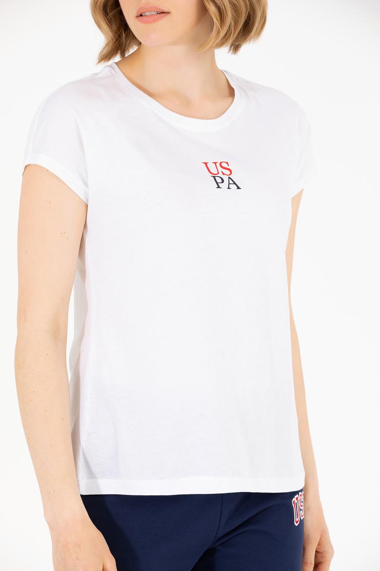 Kadın Beyaz Bisiklet Yaka Tişört - 50267008020