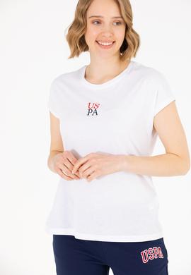 Kadın Beyaz Bisiklet Yaka Tişört - 50267008020