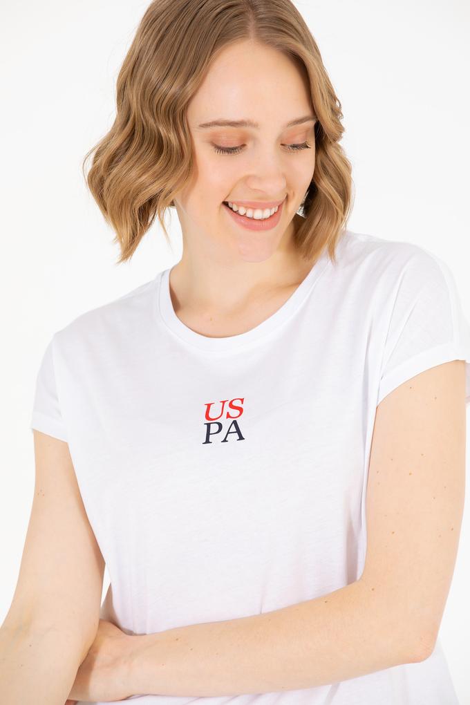 Kadın Beyaz Bisiklet Yaka Tişört