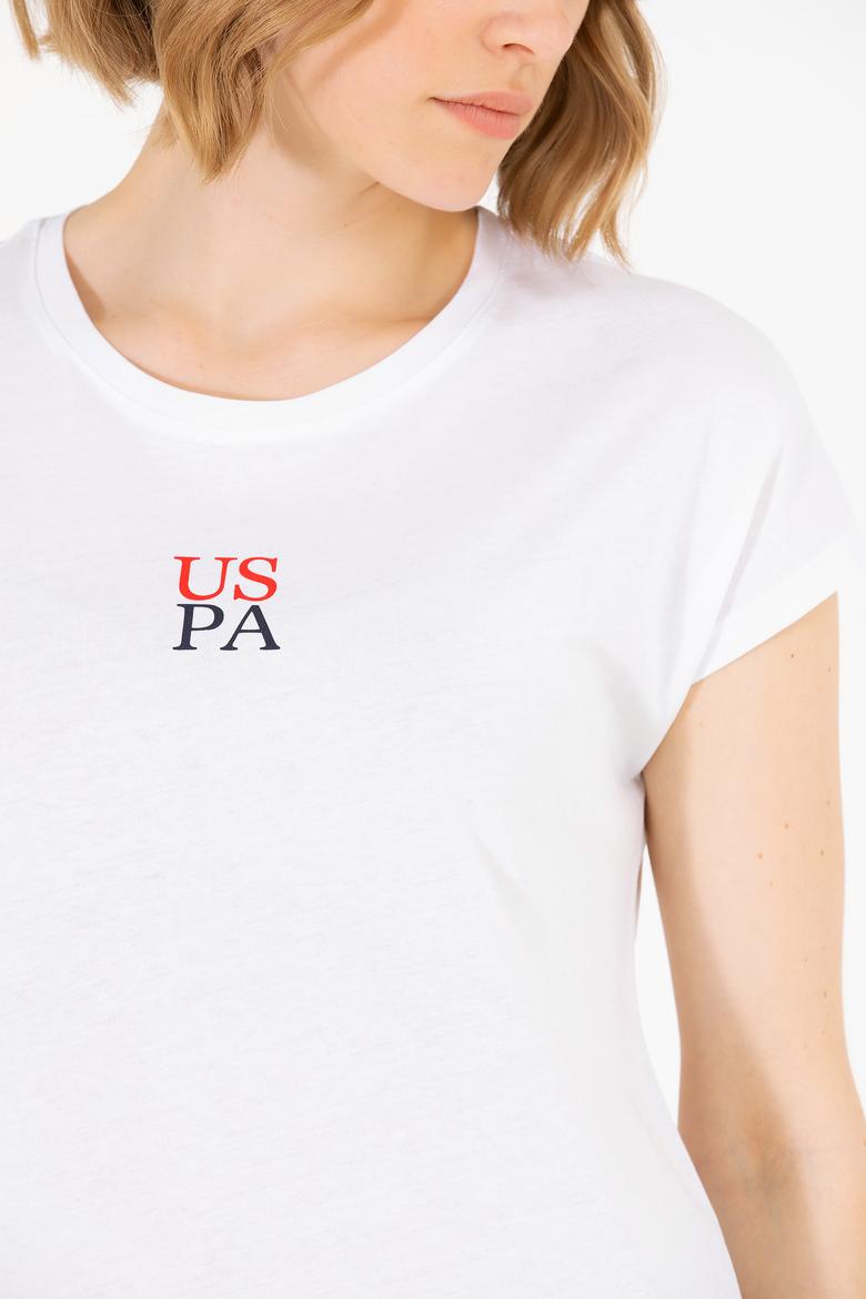 Kadın Beyaz Bisiklet Yaka Tişört - 50267008020