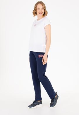 Kadın Beyaz Bisiklet Yaka Tişört - 50267008020