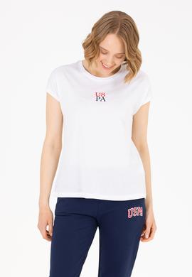 Kadın Beyaz Bisiklet Yaka Tişört - 50267008020