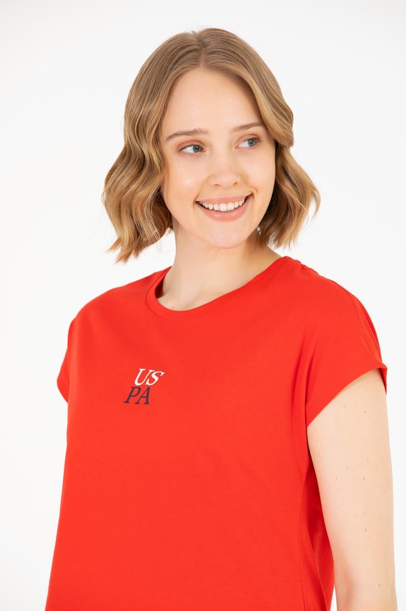 Kadın Kırmızı Bisiklet Yaka Tişört