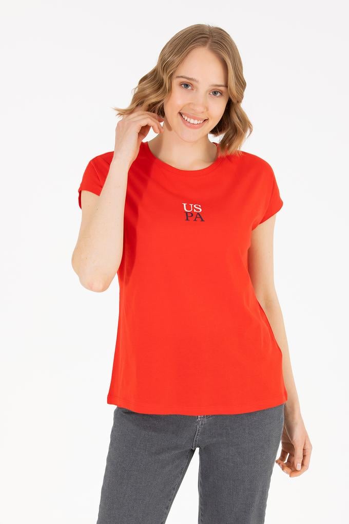 Kadın Kırmızı Bisiklet Yaka Tişört