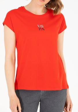 Kadın Kırmızı Bisiklet Yaka Tişört - 50267008029