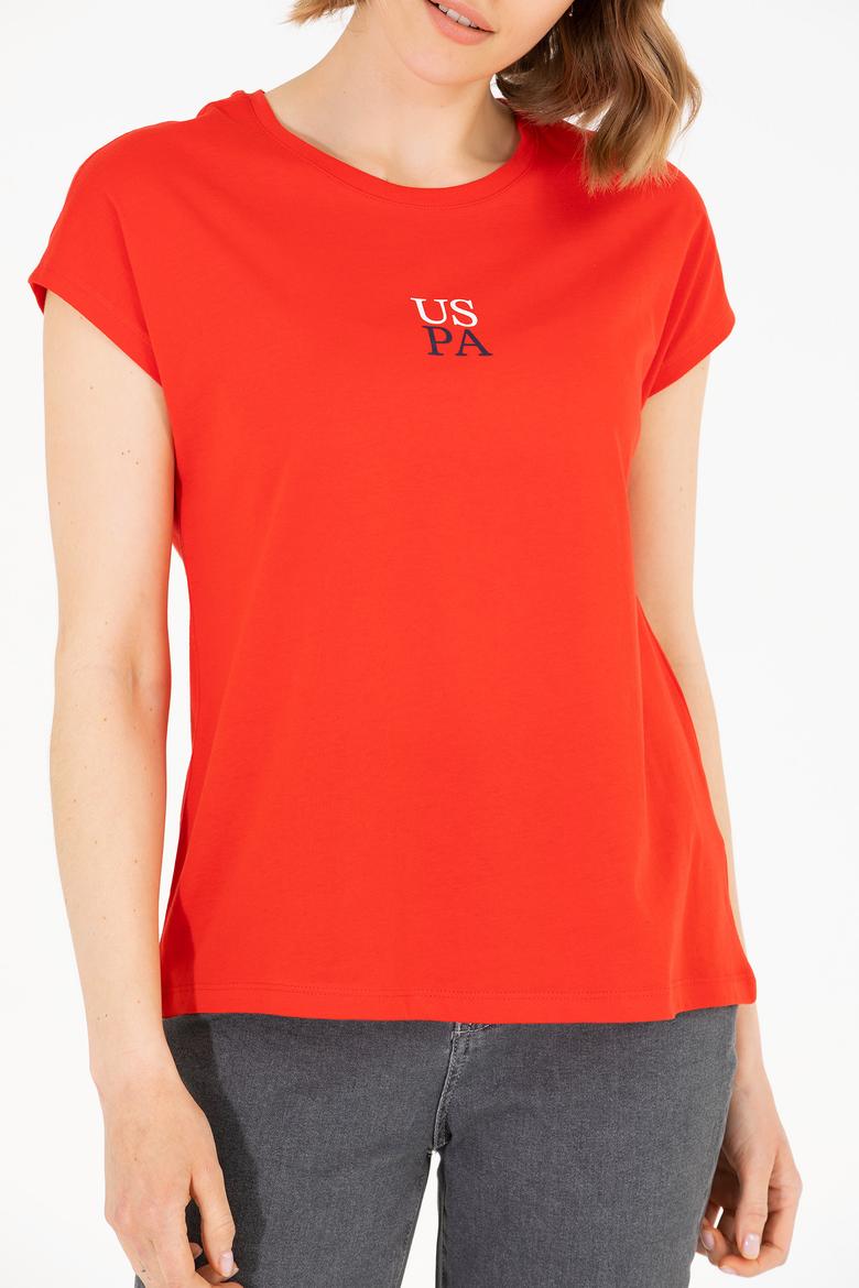 Kadın Kırmızı Bisiklet Yaka Tişört - 50267008029