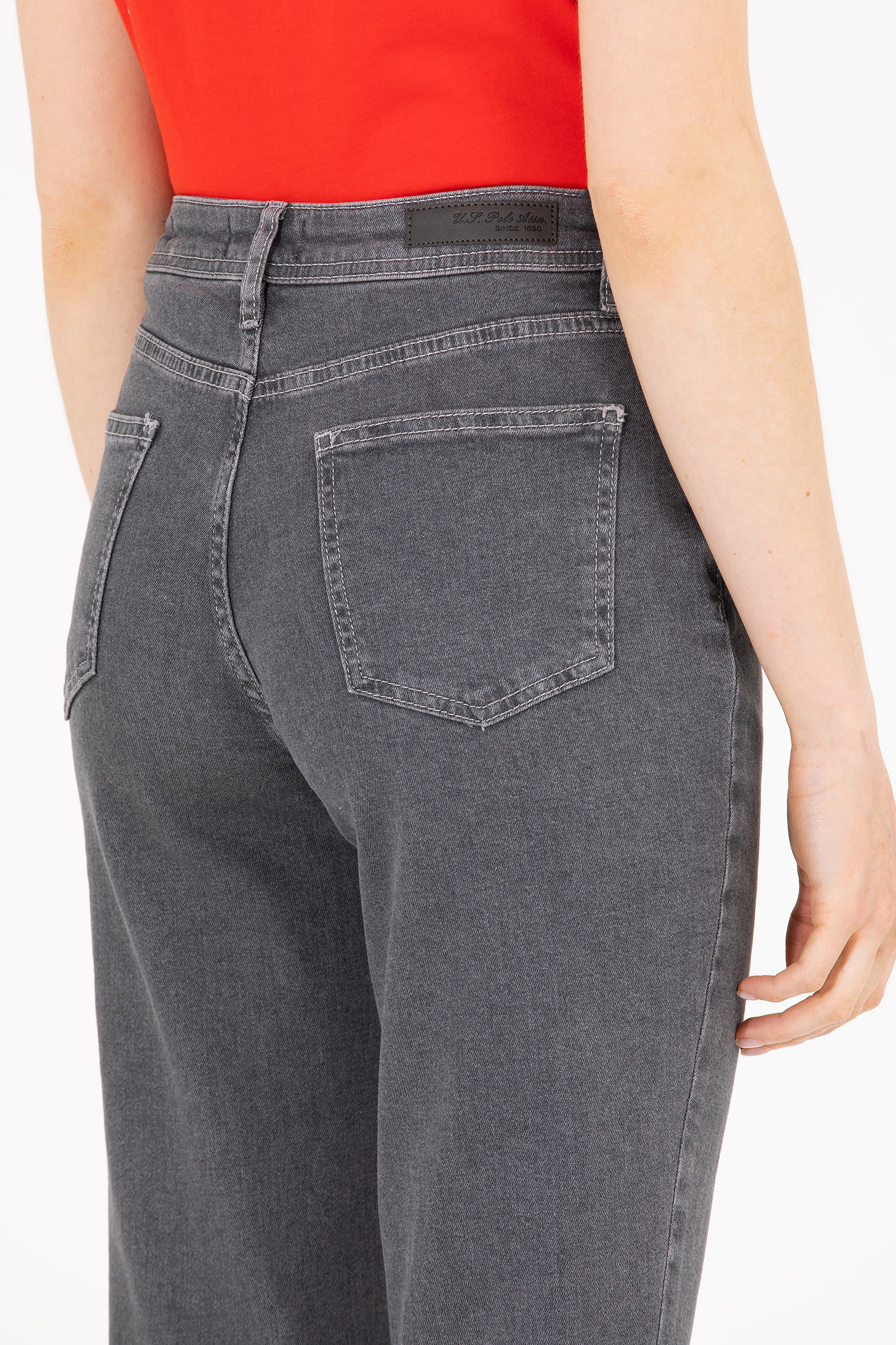 Kadın Gri Mom Fit Jean Pantolon - Image 7