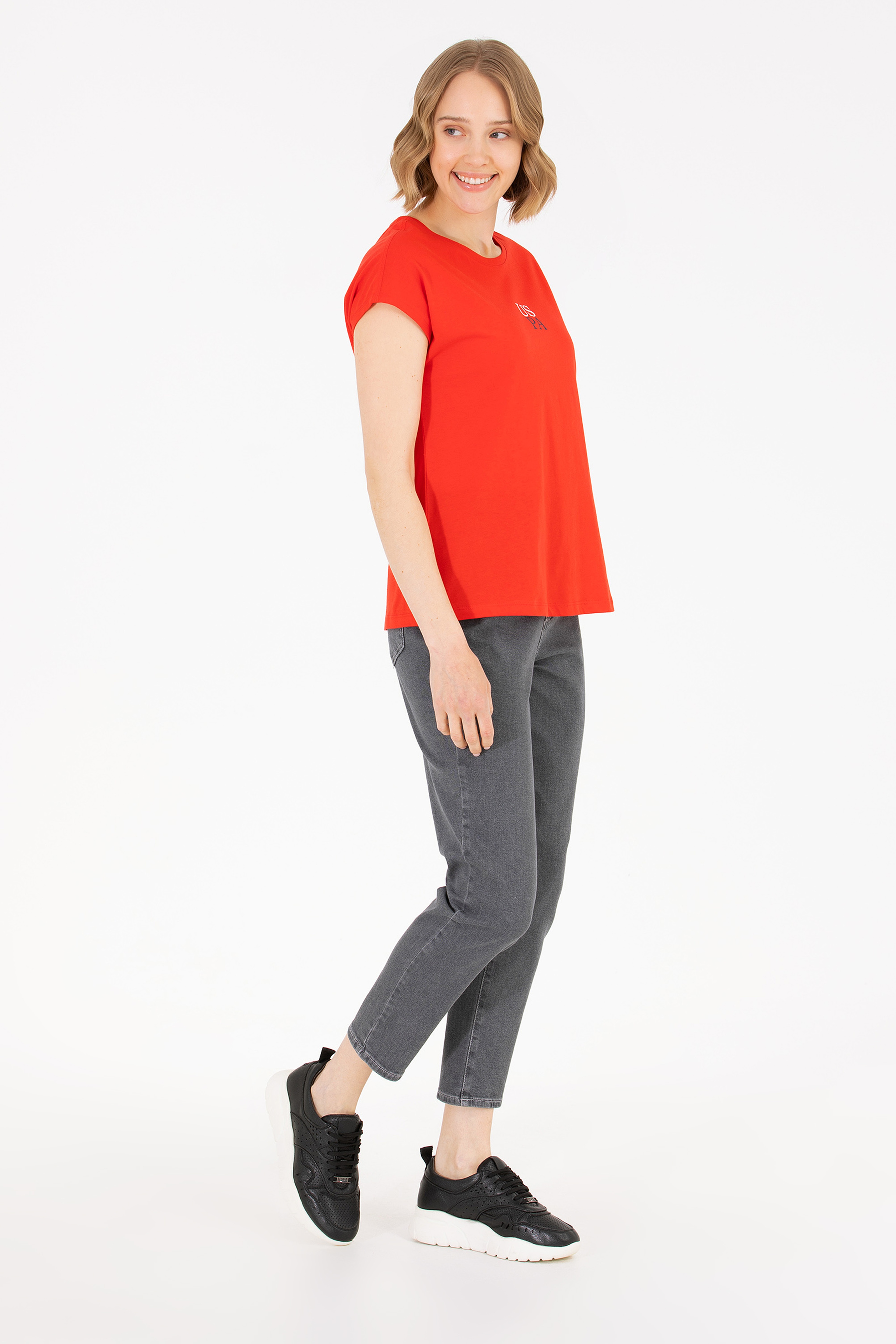 Kadın Gri Mom Fit Jean Pantolon