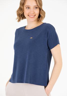 Kadın Lacivert Bisiklet Yaka Tişört - 50270121014