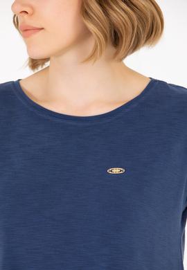 Kadın Lacivert Bisiklet Yaka Tişört - 50270121014