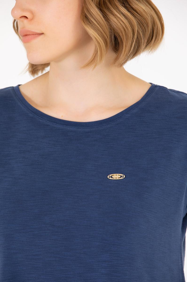 Kadın Lacivert Bisiklet Yaka Tişört