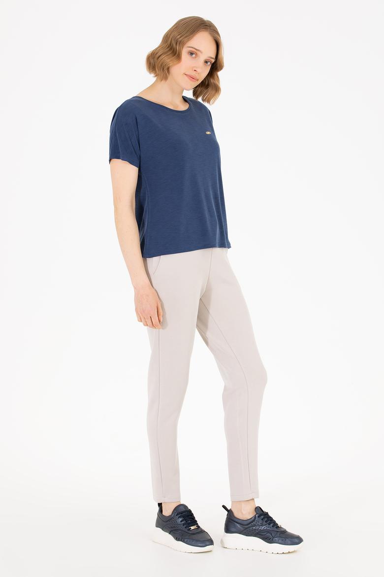 Kadın Lacivert Bisiklet Yaka Tişört - 50270121014