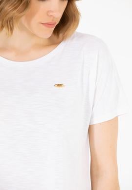 Kadın Beyaz Bisiklet Yaka Tişört - 50270121022