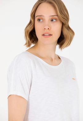 Kadın Beyaz Bisiklet Yaka Tişört - 50270121022