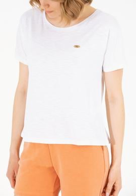 Kadın Beyaz Bisiklet Yaka Tişört - 50270121022