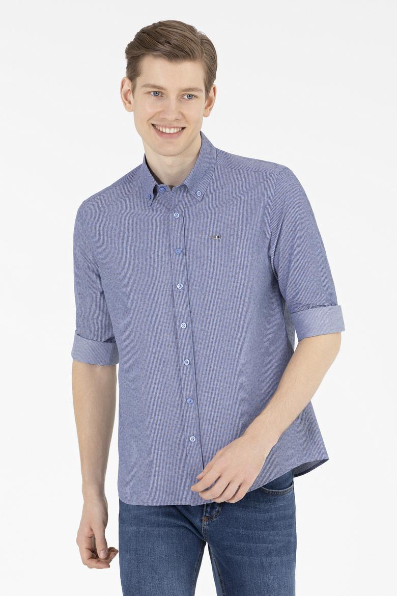 Erkek Mavi Uzun Kollu Gömlek