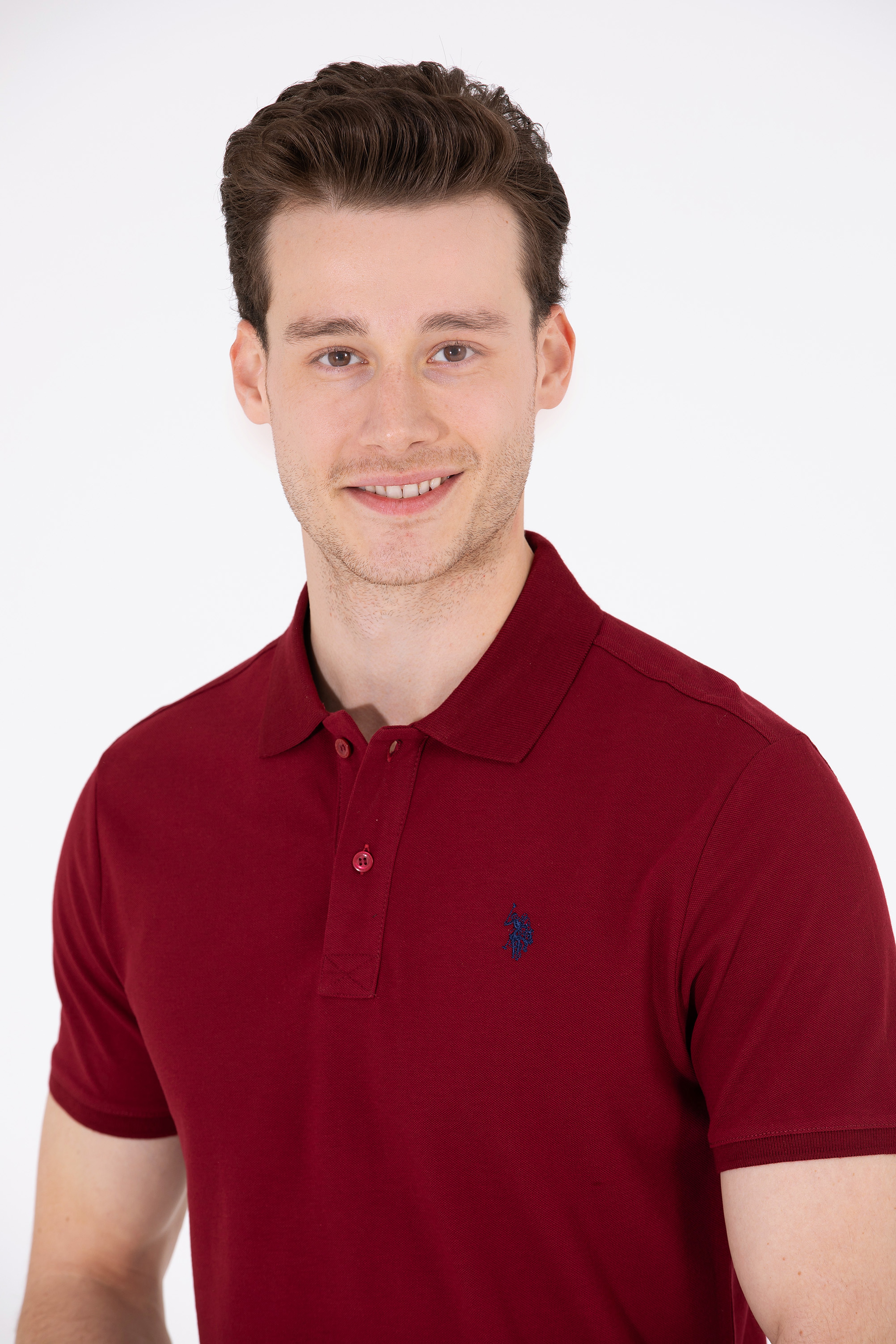 Erkek Plum Polo Yaka Basic T-Shirt - Image 3