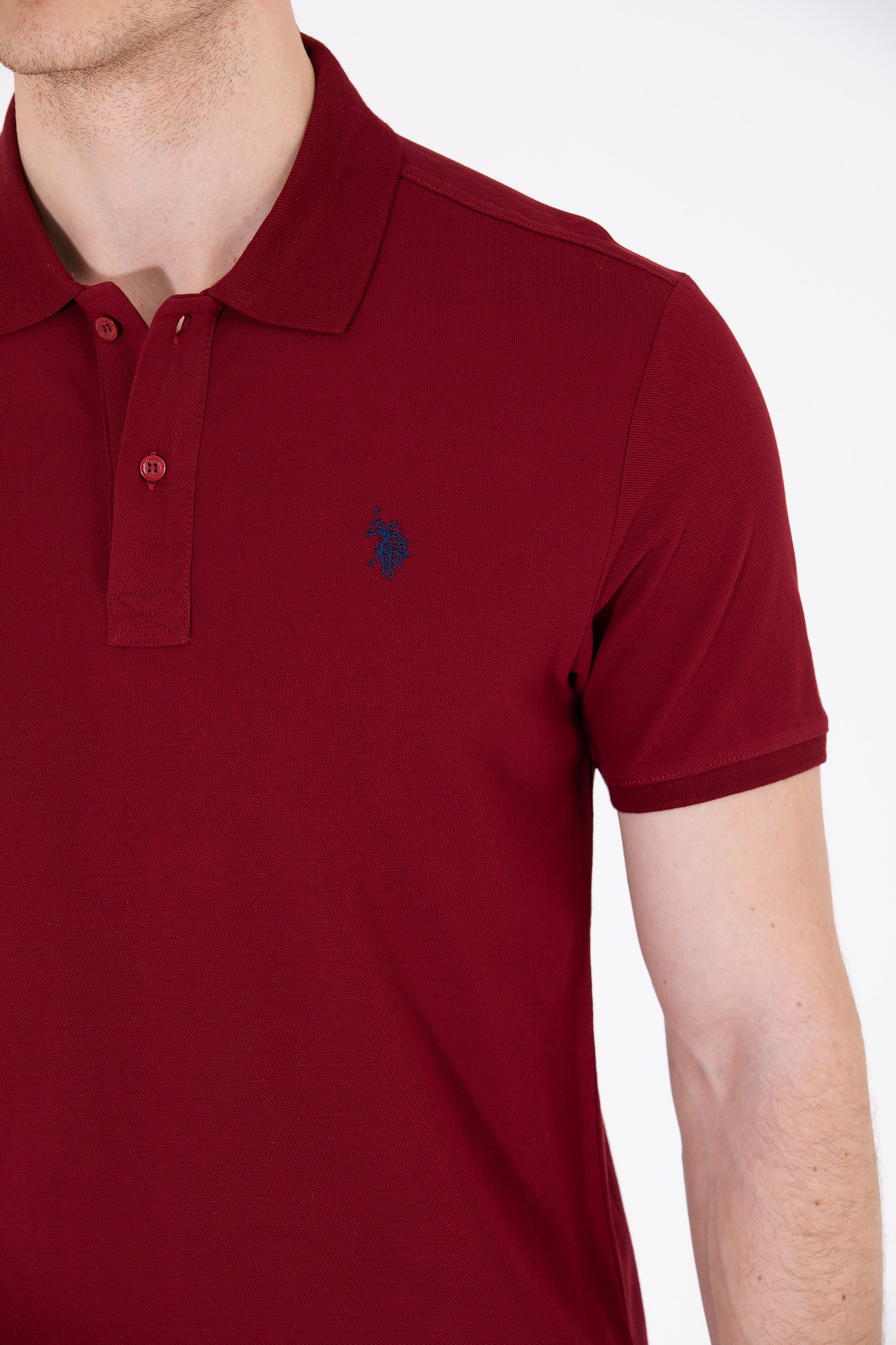 Erkek Plum Polo Yaka Basic T-Shirt - Image 7