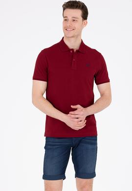 Erkek Plum Polo Yaka Basic T-Shirt - 50249149348
