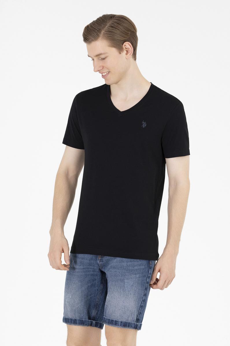 Erkek Siyah Basic V Yaka Tişört