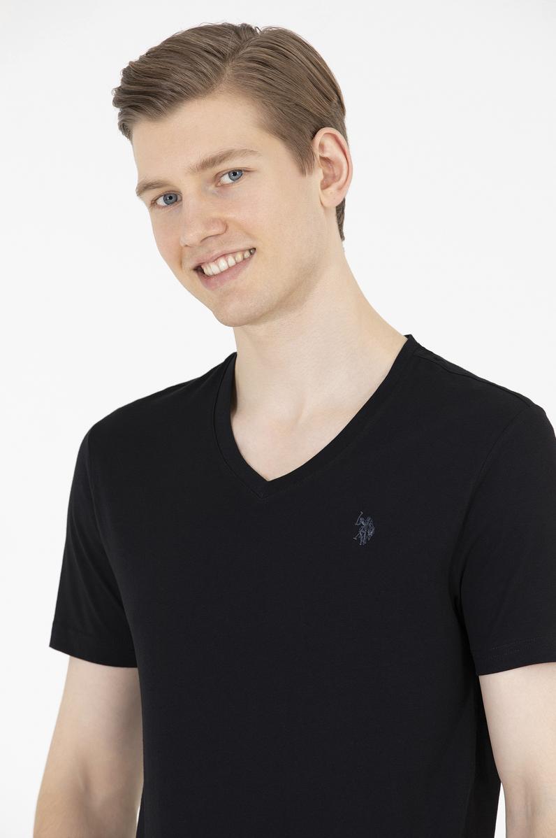 Erkek Siyah Basic V Yaka Tişört