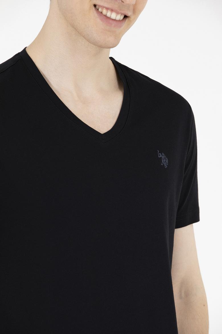 Erkek Siyah Basic V Yaka Tişört - 50262975026